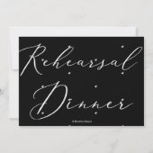 Elegant repetitief diner, zwart wit luxe script kaart (Achterkant)