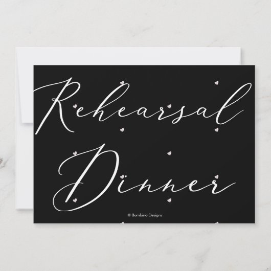 Elegant repetitief diner, zwart wit luxe script kaart (Achterkant)