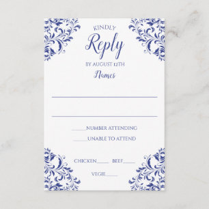 Elegant Reply Card - Nadine (Royal Blue) Kaart