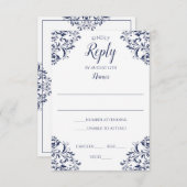 Elegant Reply Kaart - Nadine (Navy Blue) (Voorkant / Achterkant)