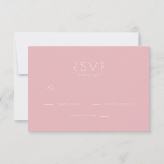 Élégant Réponse RSVP Minimaliste Rose (Devant)