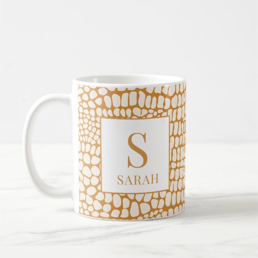 Elegant Reptile Skin Custom Initial Name Mug (Gauche)
