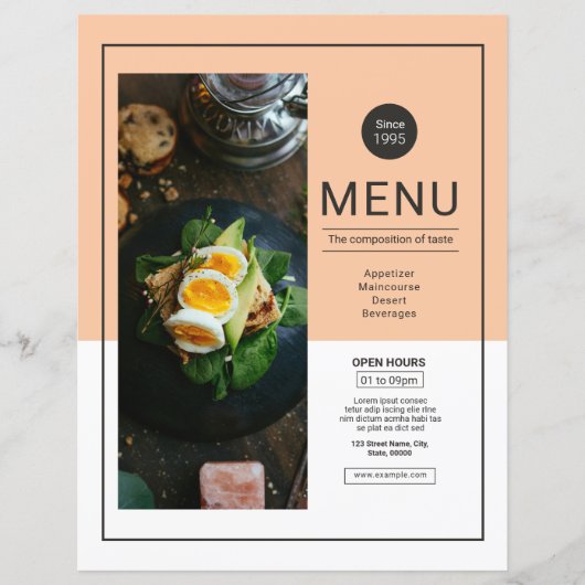 Elegant Restaurant Menu Sjabloon - Ontwerp uw Per (Voorkant)