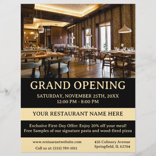 Elegant restaurant of café Grand Opening Flyer (Voorkant)
