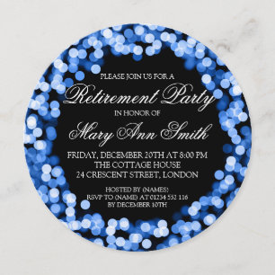 Elegant retirement Blue Sparkly Lights Kaart