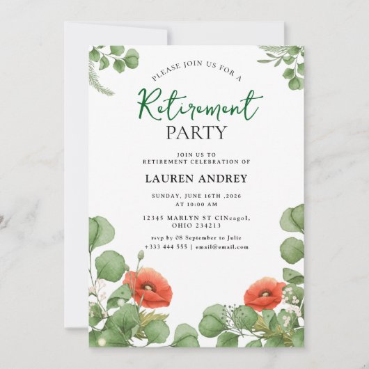 Elegant Retirement Celebration Invitation (Devant)