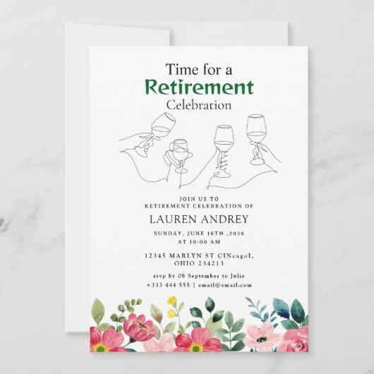 Elegant Retirement Celebration Invitation (Devant)