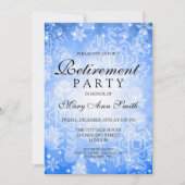 Elegant retirement Party Blue Winter Bokeh lampjes Kaart (Voorkant)