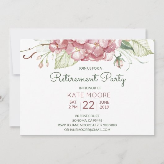 Elegant Retirement Party Floral Kaart (Voorkant)