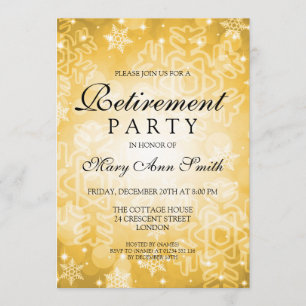 Elegant retirement Party Gold Winter Bokeh lampjes Kaart