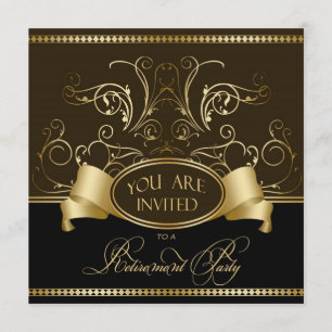 Elegant retirement Party Invitation Brown Gold Bl Kaart