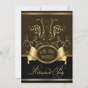 Elegant Retirement Party Invitation Brown Gold Bla Kaart