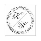 Elegant retouradres Circulaire bruiloft Initialen Zelfinktende Stempel (Design)