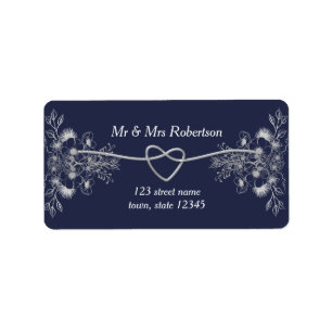 Elegant retouradres in marineblauw etiket