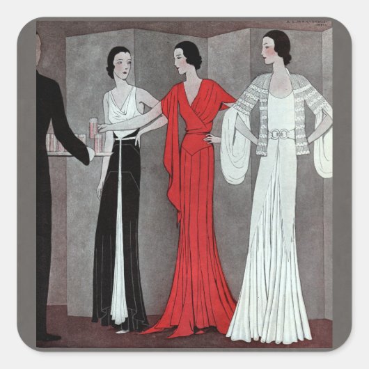 Elegant Retro Art Deco Party Vierkante Sticker (Voorkant)