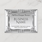 Elegant Retro Art Deco Silver Chrome Metal Visitekaartje (Voorkant)