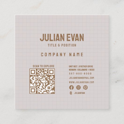 Elegant Retro Beige Monogram Visitekaartje (Achterkant)