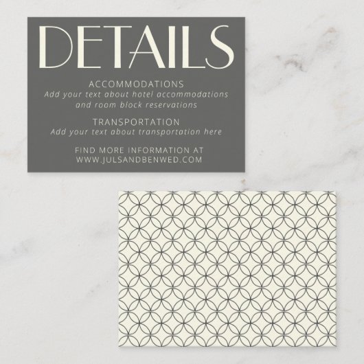 Elegant Retro Black en White Line Art Wedding Informatiekaartje (Voorkant / Achterkant)