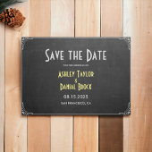 Elegant  Retro Chalkboard Script Weddenschap Save The Date