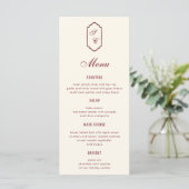 Elegant Retro Checkered Burgundy Wedding Menu (Staand voorkant)