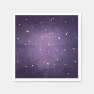 Elegant Retro Dark Paars en White Stars Party Servetten