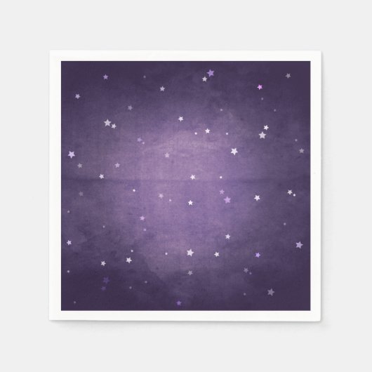 Elegant Retro Dark Paars en White Stars Party Servetten (Voorkant)