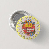 Elegant Retro Floral 60th Birthday Girl Ronde Button 3,2 Cm (Voorkant /achterkant)