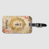 Elegant Retro Floral Decoupage Bagagelabel (Voorkant (horizontaal))