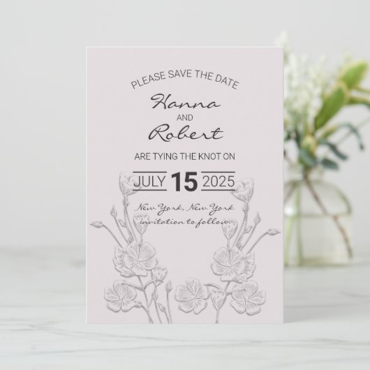 Elegant Retro Flower Save the Date Card (Staand voorkant)