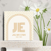 Elegant Retro Geel Monogram Visitekaartje