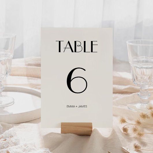 Élégant rétro off Mariage blanc Numéro de table