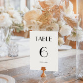 Élégant rétro off Mariage blanc Numéro de table