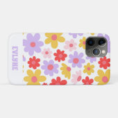 Elegant Retro Paarse Rood Modern Groovy Floral Case-Mate iPhone Case (Achterkant (horizontaal))
