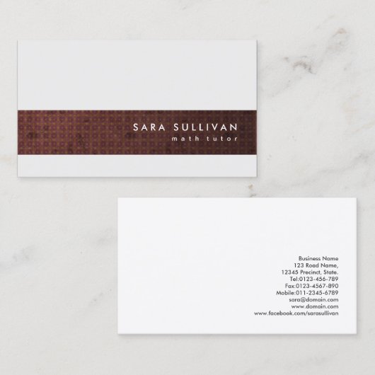 Elegant Retro Patroon Wiskunde Tutor Visitekaartje (Voorkant / Achterkant)
