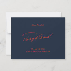 Elegant Retro Rood & Ivoor Save the Date Kaart