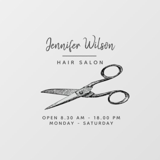 Elegant Retro schaar - Minimale hairsalon Raamsticker (Vel)