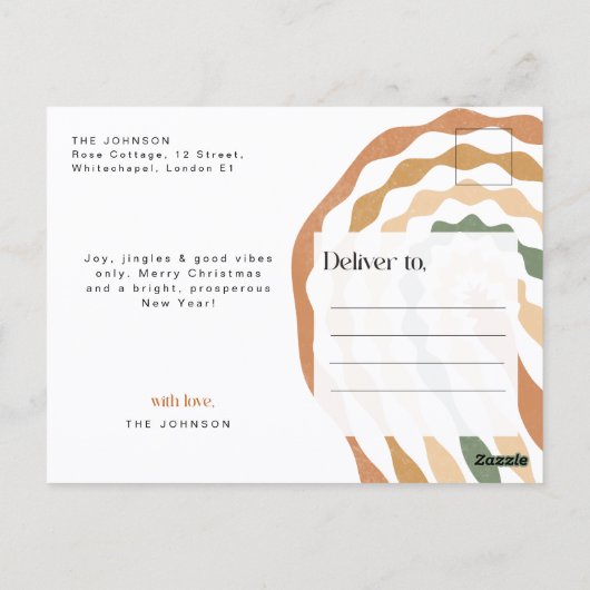 Elegant Retro Script Family Photo Wish Christmas Briefkaart (Achterkant)