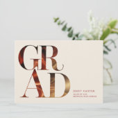 Elegant Retro Script Foto Middelbare School Afstud Aankondiging (Staand voorkant)