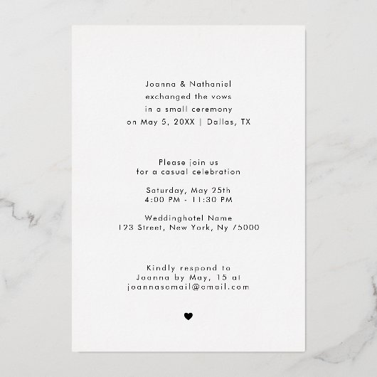 Elegant Retro Script We hebben Elopement Real ontw Folie Uitnodiging (Achterkant)