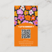 Elegant Retro Sinaasappel QR Code Boho Groovy Flor Visitekaartje (Achterkant)