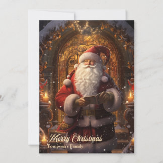 Elegant retro sinterklaas vooraan op de deur feestdagenkaart