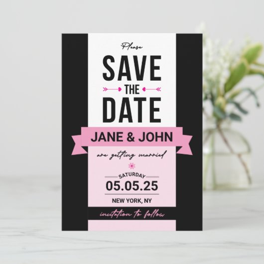 Elegant Retro-stijl Opslaan datumkaart Save The Date (Staand voorkant)