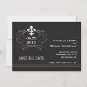 Elegant Retro Style Fleur de Lis Save the Date (Voorkant)
