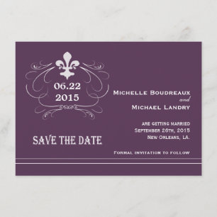 Elegant Retro Style Fleur de Lis Save the Date Kaart