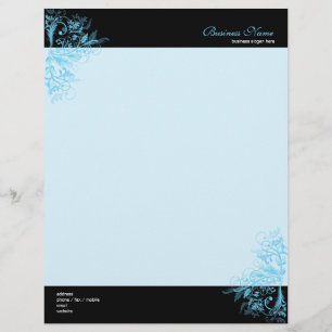 Elegant Retro Tamala Turquoise Flower Swirls Briefhoofd Ontwerp
