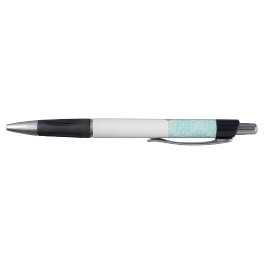 Elegant retro turquoise en grijs monogram patroon. pen (Bodem)