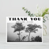 Elegant Retro Typography Photo Wedding Thank You (Staand voorkant)