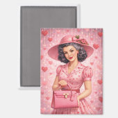 Elegant Retro Valentine Magnet Magneet (Voorkant / Achterkant)