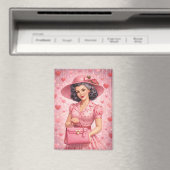 Elegant Retro Valentine Magnet Magneet (Insitu (Vaatwasser))