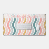 Elegant Retro Wavy Stripes Personalized Desk Mat (Clavier et souris)